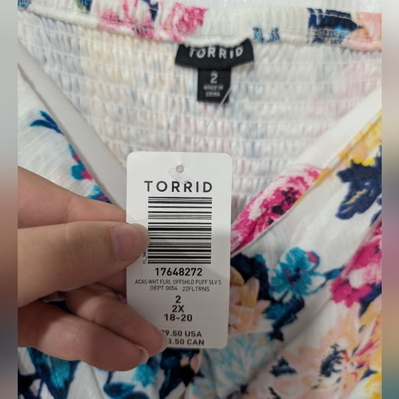 NWT Torrid Floral White Mini Gauze Puff Sleeve Skater Dress in Size 2 (18/20) - Picture 4 of 12